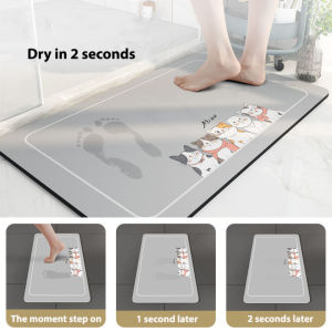 🇸🇬 Ready Stock Diatomite Bathroom Mat Super Absorbent Floor Mat Soft Diatomite Mat Anti Slip Toilet Bath Mat