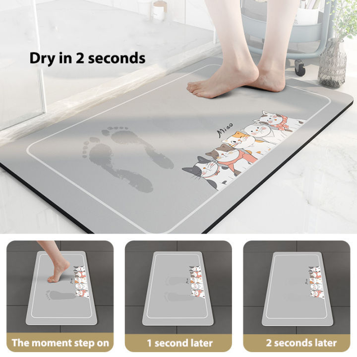 🇸🇬 Ready Stock Diatomite Bathroom Mat Super Absorbent Floor Mat Soft ...