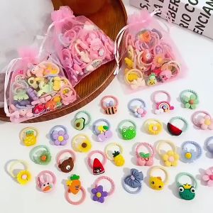 Gratis Semua - Set Rambut Anak 10 in 1 Motif Karakter Lucu / 10pcs Ikat Rambut Karakter Anak Gaya Korea Import / Karet Rambut Anak