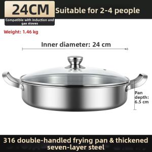 RONGCHUAN | Non-Stick Large 316 Stainless Steel Flat Pan