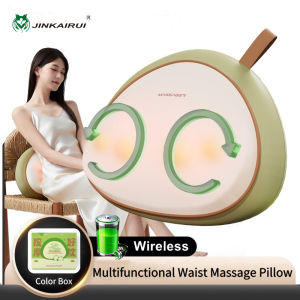 Jinkairui Neck Massager Shiatsu Waist Back Massager with Heat 3D Kneading Deep Tissue Massage Pillow for Muscle Fatigue Relief Rechargeable Use