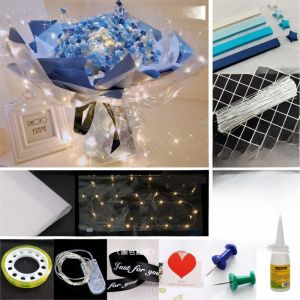 Handmade DIY Star Bouquet Material Kit Valentines Day Gift Finished Product Lucky Paper Folding Wire Creative Home Decor