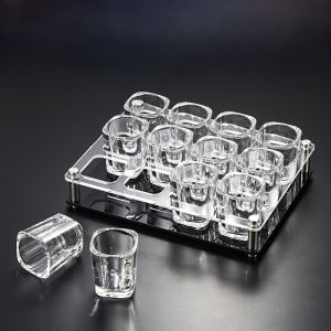 Thickened Glass White Wine Cup Set for Home Use Small Square Drinking Cup Bar One Mouth Cup Two Ounce Small Wine Cup Two Ounce
