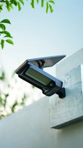 intelamp Long Life Solar Flood Lights Outdoor 4000mAh Security Two Motion Sensors Dusk To Dawn Spotlight For Walkway Path Street