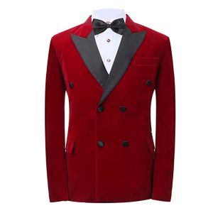 Áo Blazer Nam Red Velvet Hai Hàng Khuy Kiểu Ý Kiểu Dáng Smoking Thích Hợp Cho Dạ Hội Tiệc Tối Đám Cưới Lễ Tốt Nghiệp Trang Phục Lịch Sự Sang Trọng.