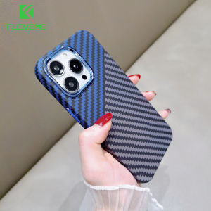 FLOVEME Plating Camera Carbon Fiber Phone Case For iPhone 14 13 12 11 Pro Max Soft Silicone Double Color Shockproof Back Cover For iphone X XR XS Max