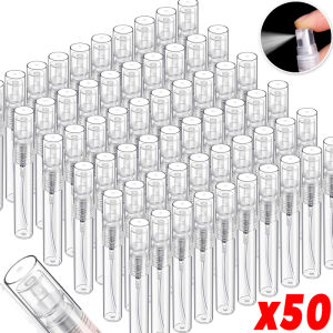50Pcs Transparent Perfume Spray Bottles Refillable Portable Mini Liquid Dispensing Bottles Travel Cosmetic Sample Leak-proof Container