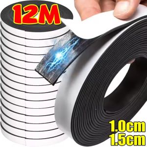 12M Self Adhesive Magnetic Strips / Strong Magnetic Tape / Flexible Magnet Strip / for Fridge DIY Photo Poster / Office Rubber Magnets