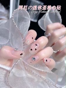 5 Pcs 6*7 Crooked Heart Nail Art Jewelry/ Crystal Peach Heart Shaped Nail Art Diamond Nail Decoration 美甲迷你小号尖底6*7歪心钻