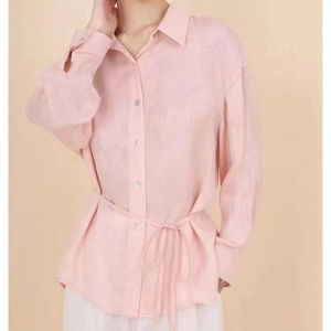 Áo Sơ Mi Dài Tay Rộng Rãi Cho Nữ Mùa Thu Chi Tiết Xếp Ly Áo Sơ Mi Dài Tay Mỏng Phong Cách Dân Tộc Thương Hiệu Đặc Biệt Giảm Giá