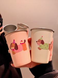 Cute Dachshund Dog Stainless Steel Toothbrush Cup Washing Cup Couple Student Dormitory Dental Tools Tooth Cup Home Use