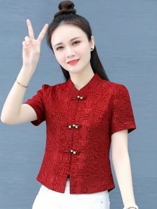 YOUFAN | Vintage Chinese Style Short Sleeve Chiffon Shirt