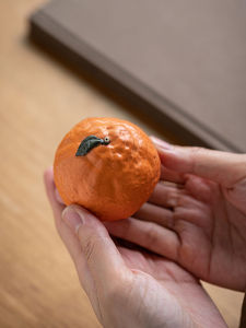 Premium Creative Orange Fruit Tea Pet Miniature Ornament Purple Clay High-end Cultivation Tea Accessories Elegant Home Decor
