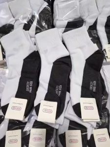 ถุงเท้านักเรียน ขาวพื้นเทา เนื้อผ้าหนา แพ็ค12 คู่ มีไซส์ 4-6/ 5-7/ 7-9/ 9-12 พร้อมส่ง