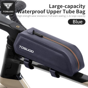 TOSUOD Bike Top Tube Bag Waterproof 1.3L Capacity Strap Mount Reflective Lightweight Anti-Scratch Bicycle Bag for MTB Road Bike