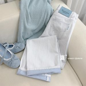 กางเกงยีนส์ขากว้างเอวสูง ทรงตรง ทรงหลวม ทรงสลิม แฟชั่นฤดูร้อน สำหรับผู้หญิง ไซส์ใหญ่ กางเกงยีนส์ทรงสลิมฟิต