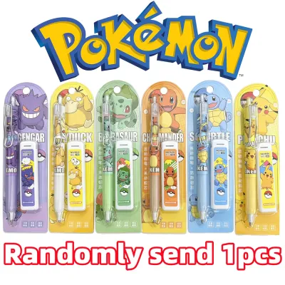 Bandai | Pokemon Pikachu Mechanical Pencil Set Cartoon Squirtle Psyduck 0.5Mm Drawing Pencils School Office Study Stationery Gifts