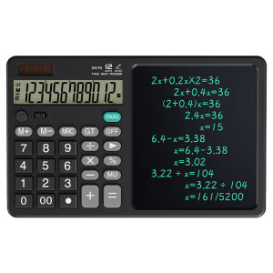 Calculator Writing Tablet with Stylus Folding 12 Digits Desktop Scientific Calculators Doodle Drawing Memo Erasable Pad