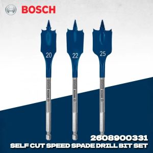 Bosch | BOSCH 2608900331 3Pcs Hex Shank Spade Drill Bit Set Self Cut Speed Wood Flat Boring Bits 20/22/25mm