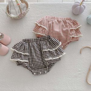 Korean style summer baby girl plaid lace bud shorts baby girl summer versatile shorts very suitable for going out to wear