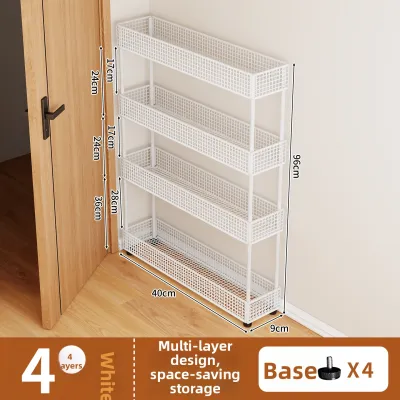 YISEN | Ultra-thin Slim Storage Rack Multi-layer Wheels