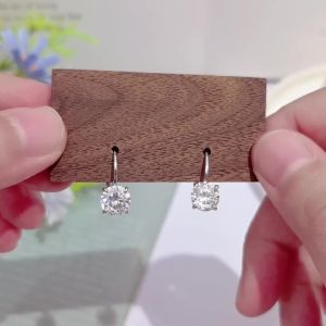IOGOU Solitaire 6.5mm/8mm Round Moissanite Earrings 925 Sterling Silver Engagement Birthday Hoop Earring Women Fine Jewelry Gift
