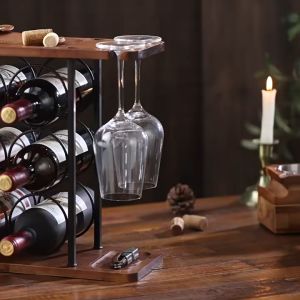 ชั้นวางขวดไวน์ ตู้เก็บไวน์ ที่เก็บแก้วไวน์ ชั้นวางขวดไวน์สำหรับห้องครัว