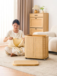 ZHUTING | Moveable Rattan Laundry Basket