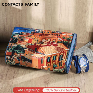 CONTACTS FAMILY Genuine Leather Case for 1 2 3 4 6 8 Slots Luxury Watches Storage Travel Box Men Watch Display Organizer