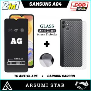 PROMO PAKET MURAH 2 IN 1 TEMPERED GLASS CERAMIC ANTI SPY SAMSUNG GALAXY A04 ANTI GORES PELINDUNG LAYAR CERAMIC ANTI SPY + GARSKIN CARBON