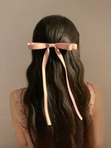 Elegant Pink Double-Layer Butterfly Knot Hairband Clip for Women Fashionable Satin Hair Accessory with Japanese and South Korean Style