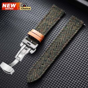 Butterfly Clasp Tweed Nylon Strap 22mm 18mm 20mm for Omega Smartwatch Leather Quick Release Belt for Seiko Bracelet for Rolex