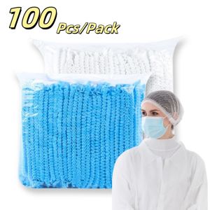 100pcs/Pack Disposable Hair Head Covers Net Bouffant Dustproof Anti Dust Caps Breathable Shower Bathing Hats Kitchen Hot Sale