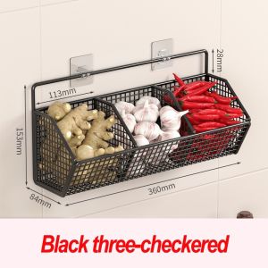 Storage Baskets Kitchen Shelves Vegetable Baskets Hanging Baskets Wall-mounted No-punch Slanting Vegetable Baskets