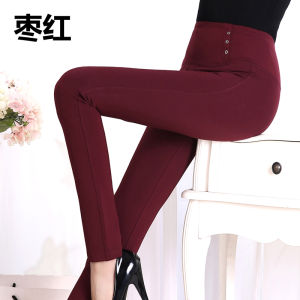 High Waist Pencil Pants Womens Elastic Anti-Wrinkle Outerwear Fashionable Tight Fit Trousers Cotton Blend Thin Style
