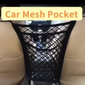 Universal Car Net Pocket Between Seats 3-Layer Car Mesh Organizer Car Elastic Net Bag Car Net Barrier for Backseat Dogs Kids