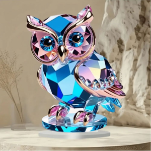1PCS Cute Crystal Plastic Owl Desktop Decora Animal Theme Home Decora Living Room Decora Ideal Festival Decora Small Sculpture