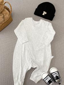 Autumn Winter Double Layer Soft German Velvet Baby Romper Boys Girls Crawling Suit Belly Protector Warm Grey Overall Clothes