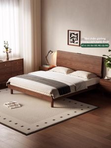 DONGMU | Giường Gỗ Hạt Dẻ Đen Treo Hiện Đại Đơn Giản 1.8m
