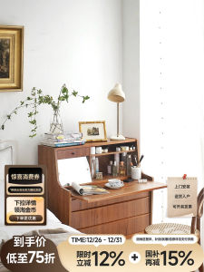 Galo Life Teak Wood Square Secretary Cabinet Retro Bedroom Makeup Desk Dresser Unit Integrated Multifunctional European Style Adult Furniture