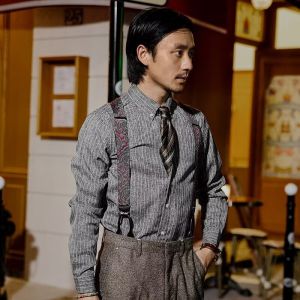 British Style Yuppie Mens Clothing Vintage Striped Shirt Fancy Business Casual Suit Shirt Non-Ironing Hong Kong Style Fashion