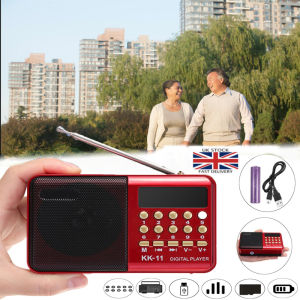 K11 Mini Portable FM Radio Rechargeable Handheld Digital MP3 Player Speaker with USB TF Card Slot Compact Retro LCD Display for Outdoor Camping Walking Jogging Home Kitchen Use Retro Music Gift for Elderly