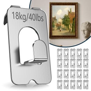 Picture Hangers Drywall Picture Hanging Hooks Support 40Lbs/18kg No Damage Easy Install Wall Hooks for Hanging Photo Mirror Art