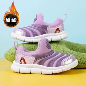 รองเท้ากีฬาผ้าขนแกะสำหรับเด็กชายและเด็กหญิง ฤดูหนาว รองเท้าบุขนแกะแบบมีหัวผีเสื้อ รองเท้าเด็ก รองเท้าบุขนแกะแบบหนา รองเท้าเด็ก
