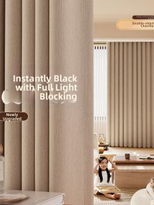 Full Blockout Curtains Thermal Insulation Chiffon Bedroom Creamy Style