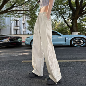 American Style Loose High Waist Womens Cargo Pants Spring Autumn Casual Sporty Wide Leg Trousers for Ladies