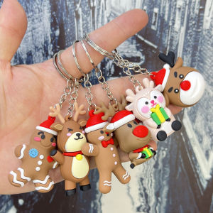 3D Santa Claus Keychain Christmas Eve Company Promotion Activity Childrens Small Gift Soft Rubber Material Creative Gift