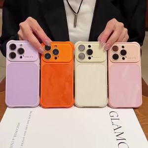Snow Mountain Pattern Pink Phone Case Shockproof Large Window Lens Cover