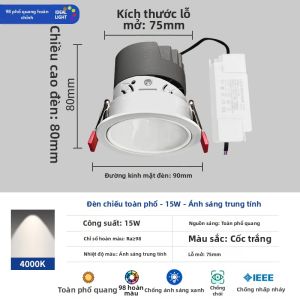 WANLIYANG | Đèn Downlight Khung Narrow Chống Chói Full Spectrum Đèn Recessed Chiếu Điểm Mầu Sắc Tái Tạo Cao