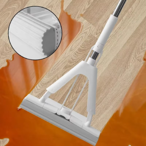 Adjustable Handle Sponge Mop Wet And Dry Self-Twisting PVA Super Absorbent Roller Mop for Kitchen Bathroom Cleaning